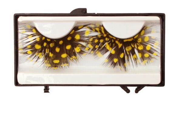 Decorative Lashes Yellow Dotted Feather